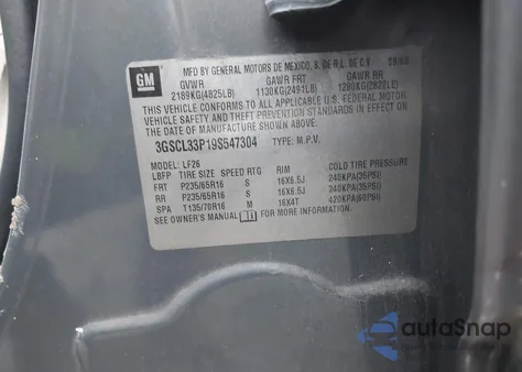 2009 Saturn Vue 4-Cyl Xe from USA, damaged, VIN 3GSCL33P19S547304